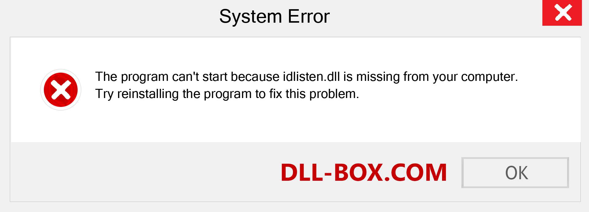  idlisten.dll file is missing?. Download for Windows 7, 8, 10 - Fix  idlisten dll Missing Error on Windows, photos, images